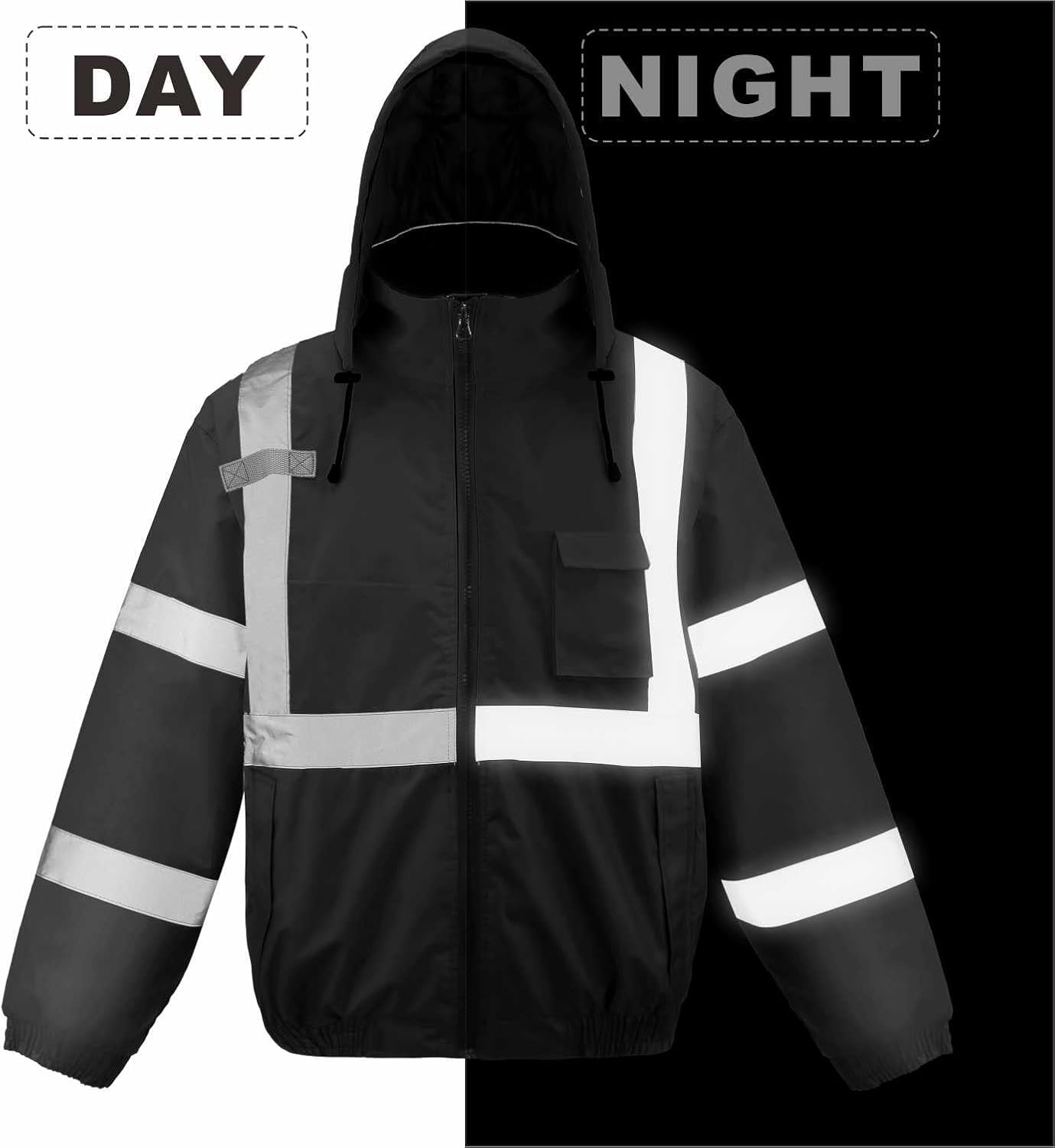 Class4 High Visibility Weatherproof Bomber Jacket with Quilted Built-in Liner - Image 2