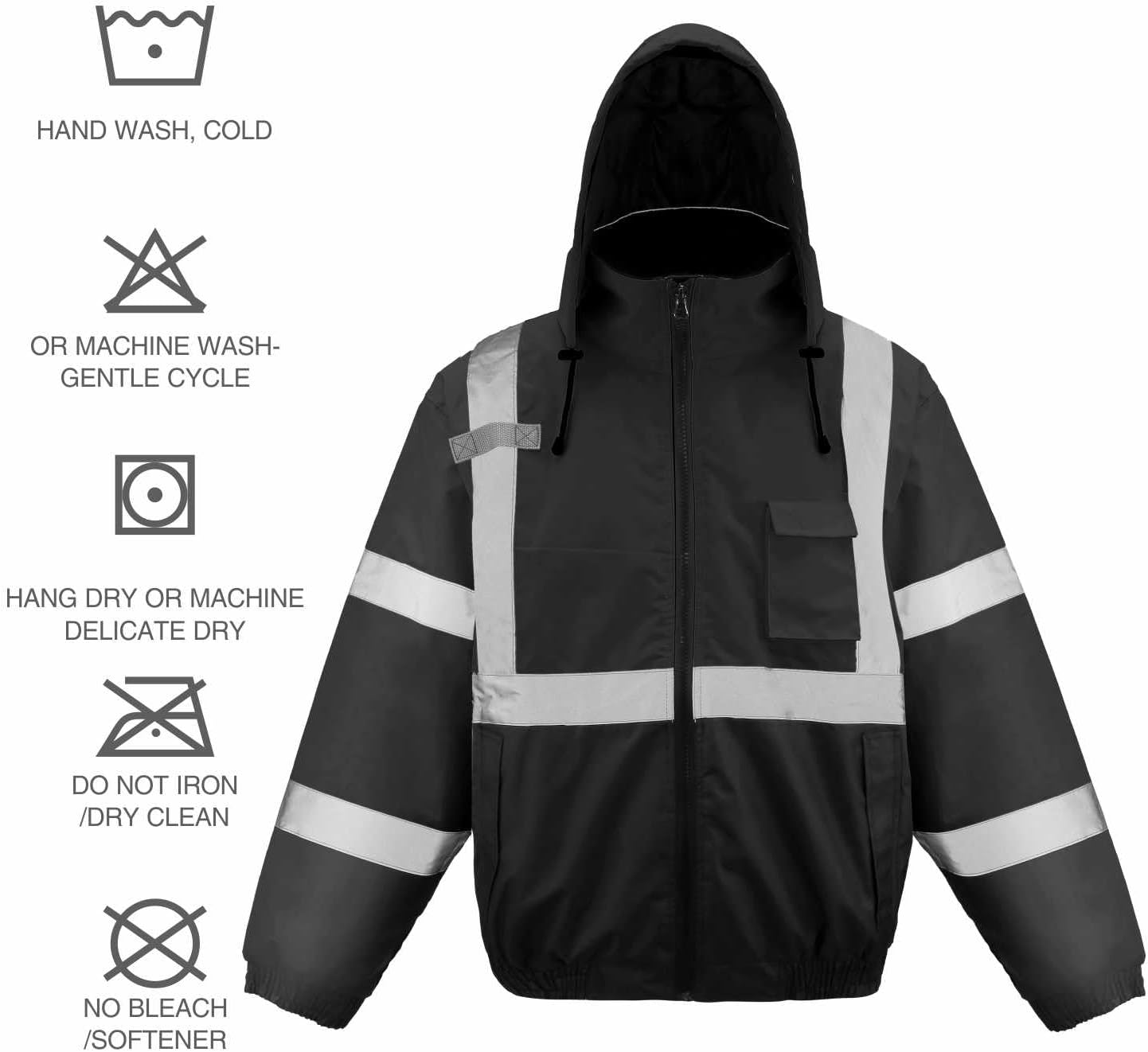 Class4 High Visibility Weatherproof Bomber Jacket with Quilted Built-in Liner - Image 4
